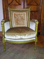 4 db biedermeier szalon fotel, aranyozott festéssel és, aranybársonnyal kárpitozva