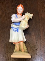 Herend porcelain knitting figure with stamp, 1943. In good condition.