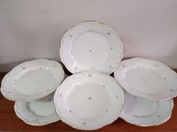 Zsolnay porcelán apró virág mintás lapos tányérok 6 db