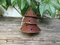 Vintage fém kézműves karácsonyi karácsonyfa mécsestartó gyertyatartó