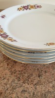 6db virágos kistányér Alföldi porcelán tányér arany szegélyes jelzett tányérok