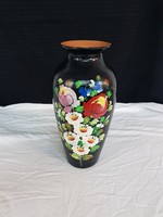 Szép régi kerámia váza,kézzel festett díszítéssel.