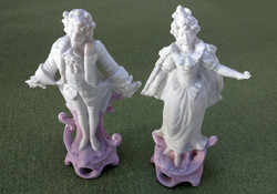 Baroque pair of biscuit unglazed porcelain