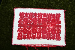 Antique ethnographic embroidered needlework embroidery Transylvanian written decorative pillow decoration 52 x 36 cm damaged!