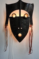 Applied goldsmith work: metal mask lamp - wall lamp