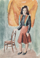 Schőne j. Marked: portrait of a lady, 1946 (watercolor, 31x42 cm)