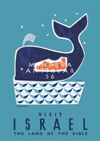 Vintage régi utazási reklám 1953 Izrael, a Biblia földje, Jónás bálna Noé özönvíz REPRINT plakát