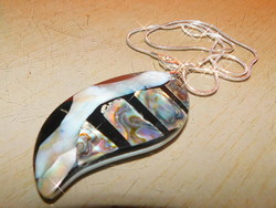 Leaf shaped pearl abalone craftsman necklace 18kgp