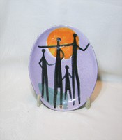 Zsuzsa Györgyey - the family - handicraft ceramic wall bowl, wall decoration