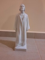 Fehér Herendi porcelán Jézus szobor  Horvai szignós 30 cm