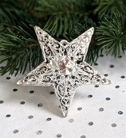 Retro csipkézett csillag műanyag karácsonyfa dísz 7cm