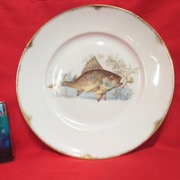 Hüttl tivadar budapest.Epiag 1920-1945.Golded fish plate and bowl. 21.5 Cm.