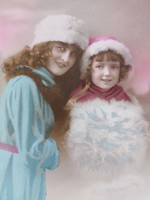 Old Christmas card photo postcard children