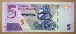 Zimbabwe 5 Dollars 2019 Unc