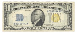 10 dollár 1934 "A" USA Észak Afrika sárga pecsét 2.