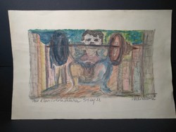 A súlyemelő (47x31cm) "Veres" ? szignó