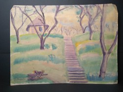 Staircase with unidentified sign (aquarell)