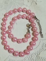 Glass bowl pearl necklace, 44cm + extension.