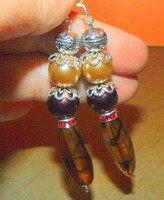 Extra long pearl glass bead and Tibetan silver pearl earrings 7.5 Cm