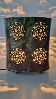 Special raku ceramic table lamp with an interesting openwork pattern