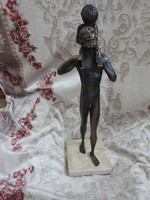 Male nude with little boy around his neck - bronze sculpture 37.5 cm!
