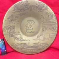Old bronze, copper wall plate, bowl, plate. 26.5 Cm.
