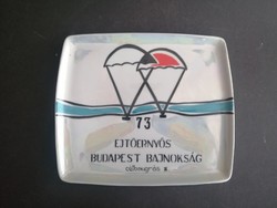 1973 Ejtőernyős Budapest bajnokság célbaugrás II. helyezett- Hollóházi porcelán emlék tál - EP