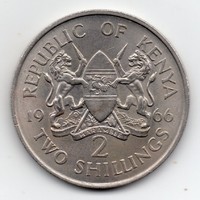 Kenya 2 Shilling, 1966, körirat nélkül
