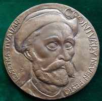 Kákonyi István: Csontváry, bronz plakett, dombormű, relief, kisplasztika, 134 mm