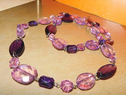 Amethyst shiny glass pearl extra long necklace 90 cm