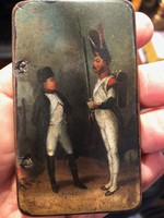 XIX. század eleji olajfestmény Napoleonról, 10 x 5 cm-es ritkaság.6942