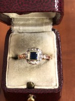 Old artdeco 14 carat gold ring with sapphires and diamonds!