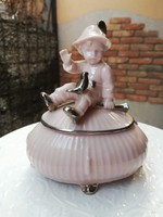 Fasold & Stauch ritka pink-ezüst figurális ékszertartó