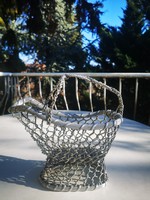 Silver-plated metal wine holder, drink basket