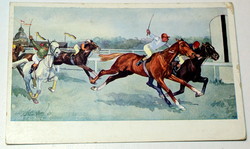 Antik motívum   képeslap  lóverseny