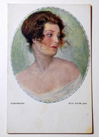 Antique wiener kunst art nouveau lady postcard