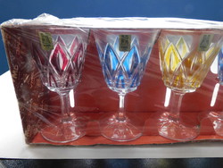 VMC Reims színes francia kristály pohárkészlet - 6 darab
