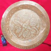 Réz,Bronz Kézi Véset Keleti Kínáló,Tál,Tányér.30 cm.