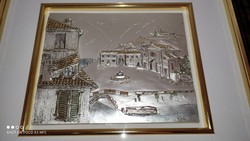 Large size heavy diffusione arte paesaggio (landscape) 925 silver image with relief certification