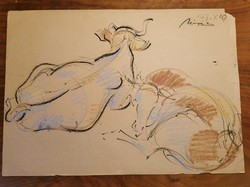 Móricz Margit (1902 - 1990) - Pihenő bika és tehén