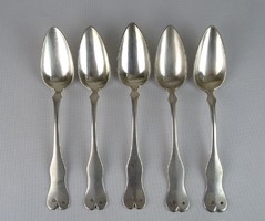 0W313 antique 13 lats silver spoon set 5 pcs 1858