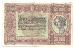 50000 korona 1923 Ritka 6. eredeti
