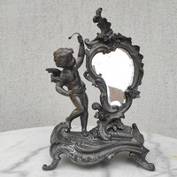 Asztali angyal tükör, szobor pipere tükör csiszolt tükör ! Bécsi Barokk rokokó,.