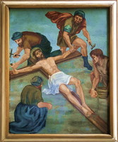 "Krisztus keresztre feszítése”Kvalitásos antik,olajfestmény,keretben