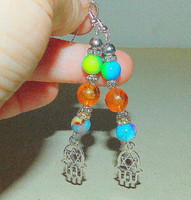Fresh fatima hand beaded craft earrings 8 cm!