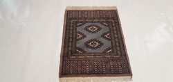 Of81 Pakistani yamud hand knot wool persian rug 65x46cm free courier