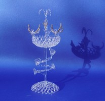 Régi üveg figura üveg plasztika kézzel készített üveg dísztárgy üveg kerti szökőkút csobogó madarak