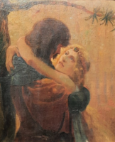 Szecesszió stílusában: A szerelmes hercegnő (azonosítatlan alkotó, olaj, 32x37 cm)