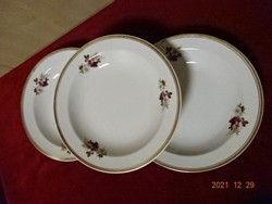 Hollóházi porcelán mélytányér, rózsa mintás, átmérője 23,5 cm. Vanneki! Jókai.