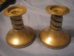 N2 Antique Masterpiece Tin Candle Candle Holder Norwegian Marked Heavy Pair for Sale with Foot Protection